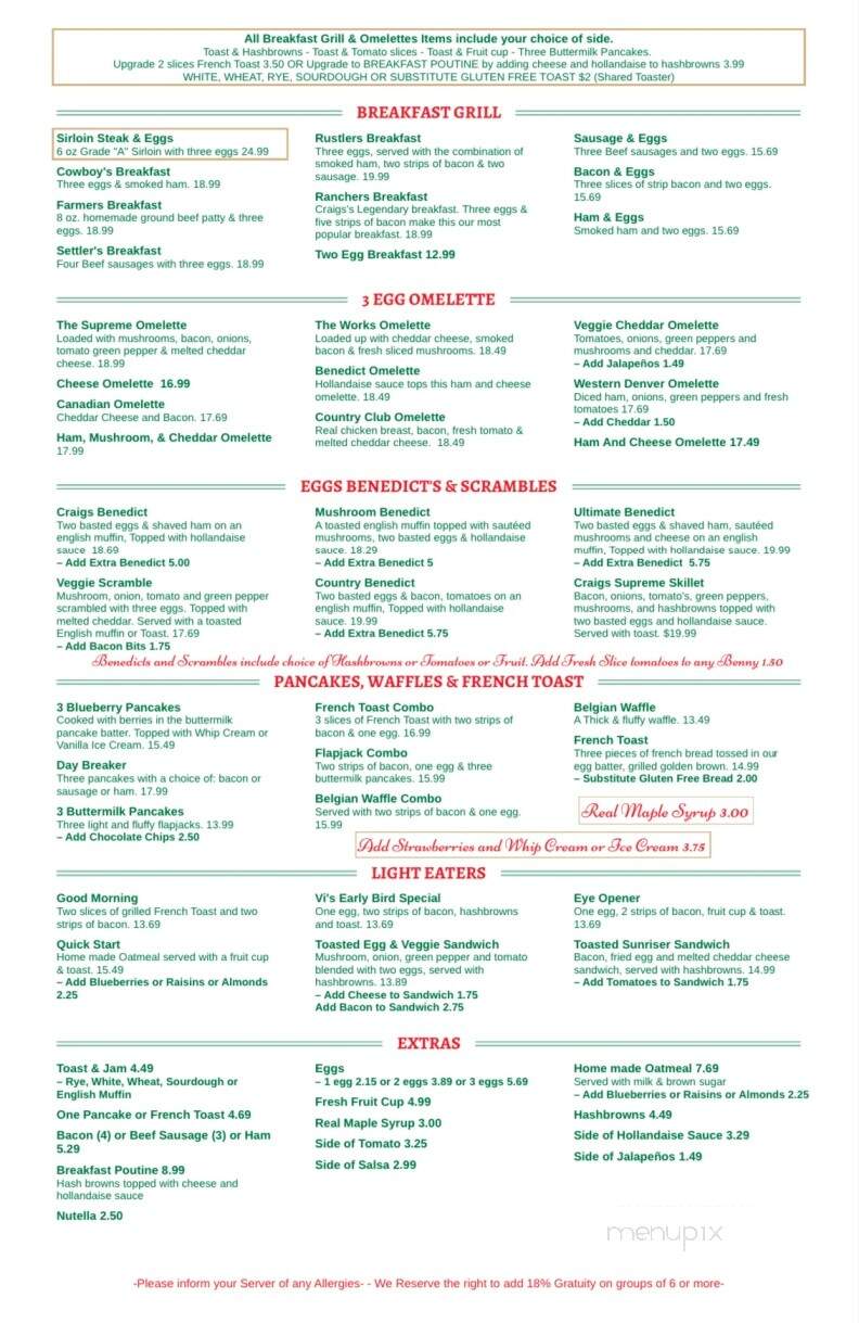 Craigs' Way Station - Canmore, AB menu_pic