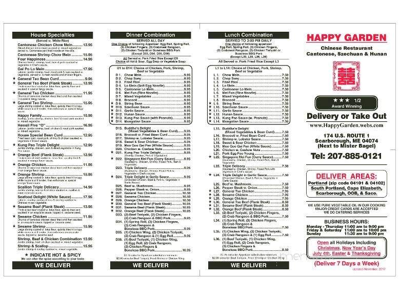 Happy Garden - Scarborough, ME menu_pic