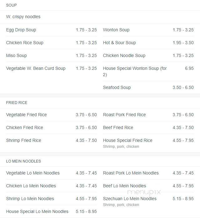 Jack Chen's - East Longmeadow, MA menu_pic