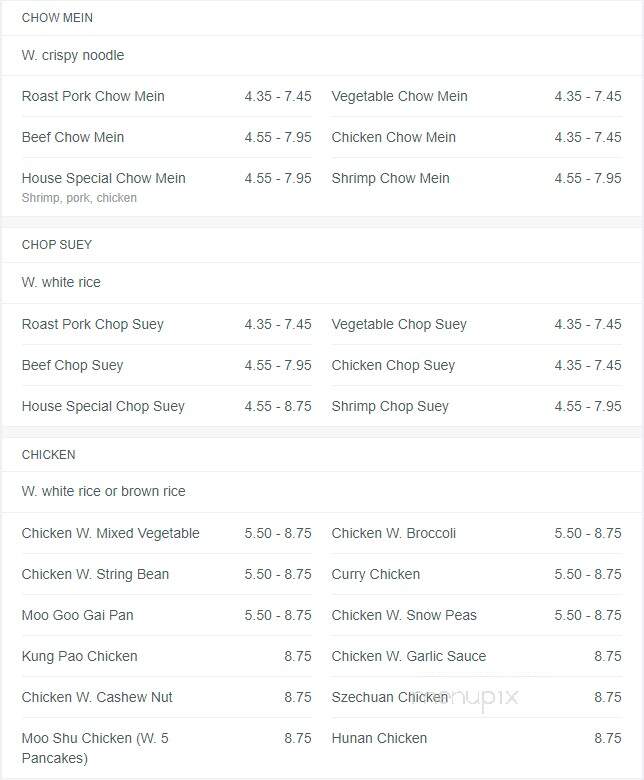 Jack Chen's - East Longmeadow, MA menu_pic