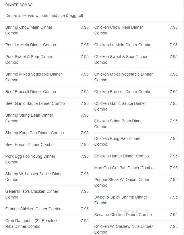 Jack Chen's - East Longmeadow, MA menu_pic