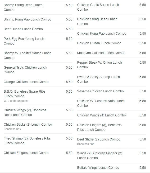 Jack Chen's - East Longmeadow, MA menu_pic