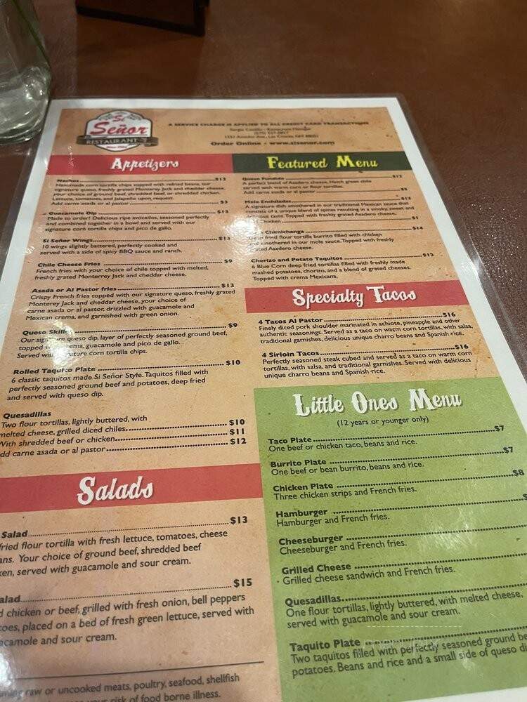 Si Senor Restaurant - Las Cruces, NM menu_pic