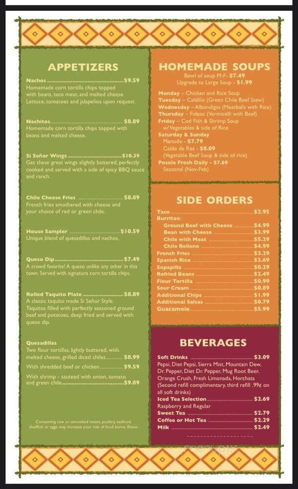 Si Senor Restaurant - Las Cruces, NM menu_pic