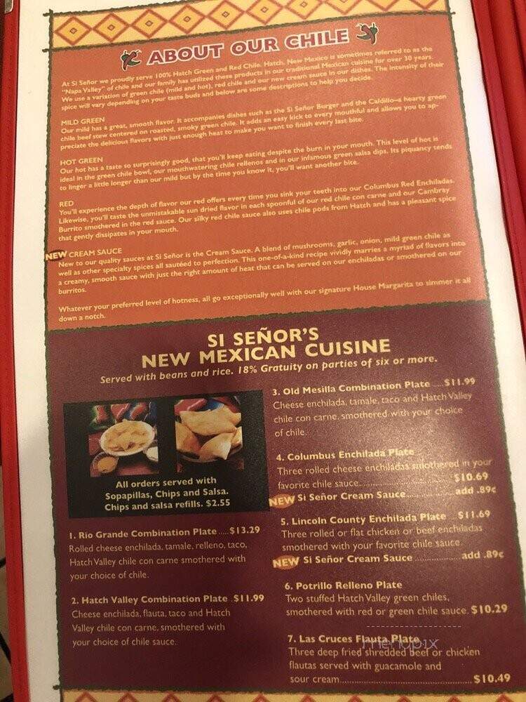 Si Senor Restaurant - Las Cruces, NM menu_pic