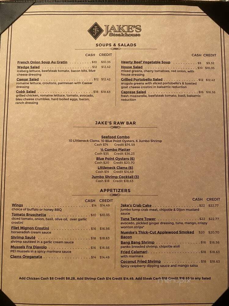 Jake's Steakhouse - Bronx, NY menu_pic