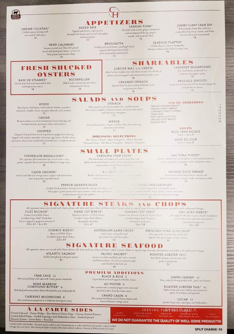 Chop House Grille - High Point, NC menu_pic