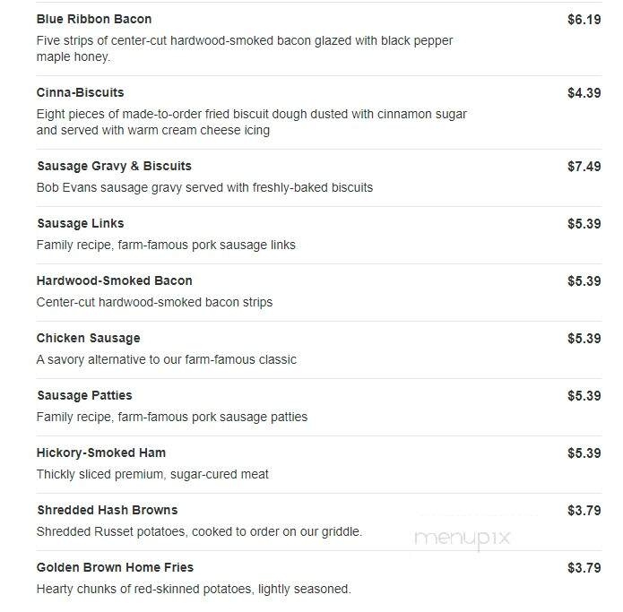 Bob Evans Restaurant - Harborcreek, PA menu_pic