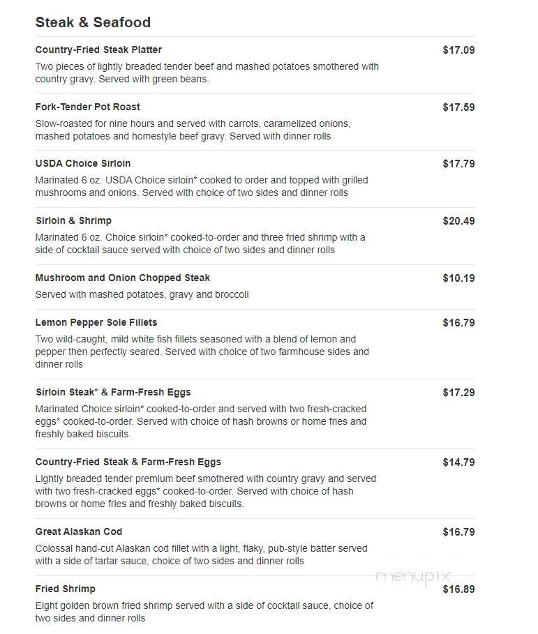 Bob Evans Restaurant - Harborcreek, PA menu_pic