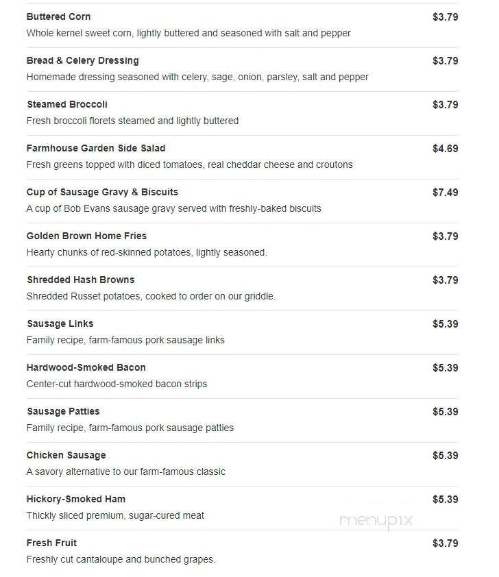 Bob Evans Restaurant - Harborcreek, PA menu_pic