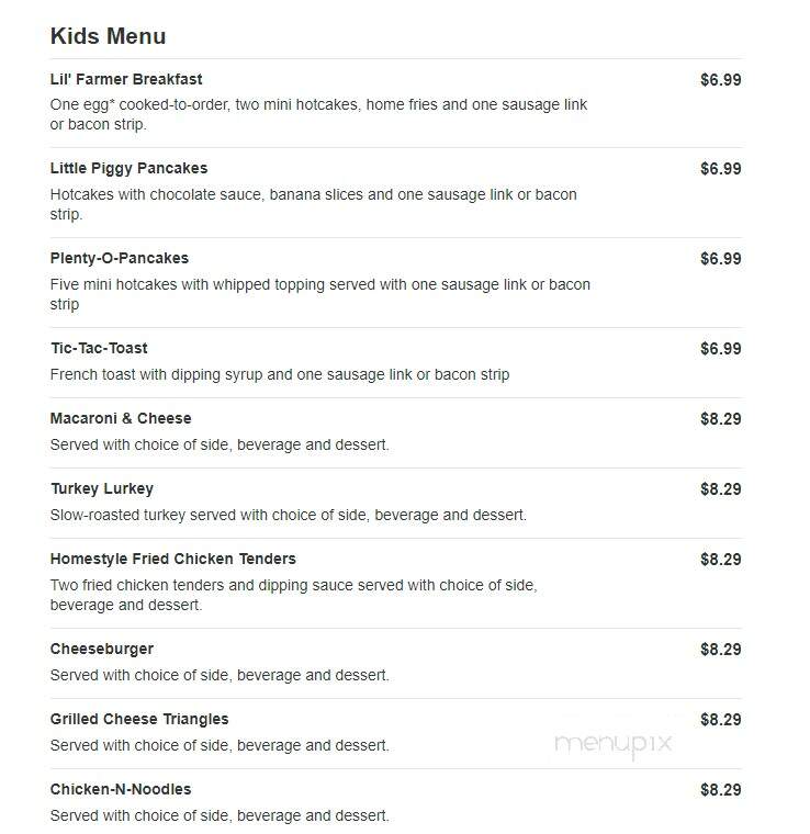 Bob Evans Restaurant - Harborcreek, PA menu_pic