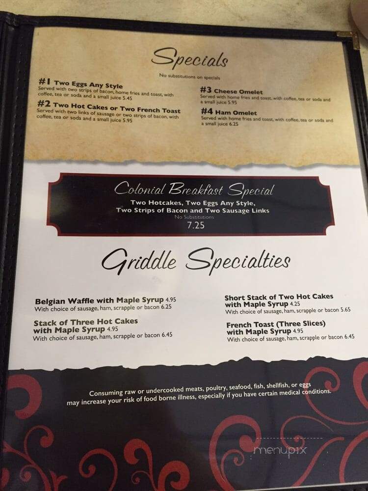 Colonial Coffee Shop & Donut - York, PA menu_pic