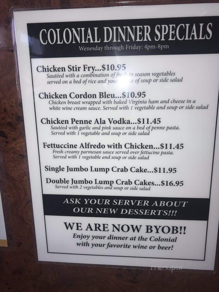 Colonial Coffee Shop & Donut - York, PA menu_pic