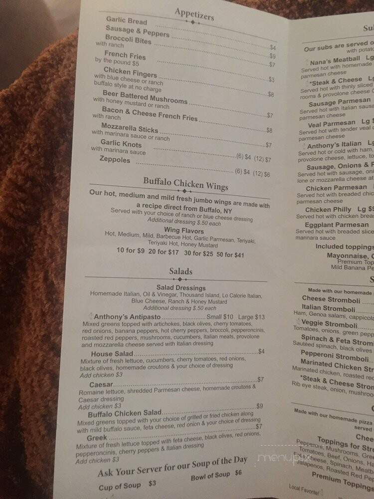 Anthony's Pizza & Pan Pasta - Surfside Beach, SC menu_pic