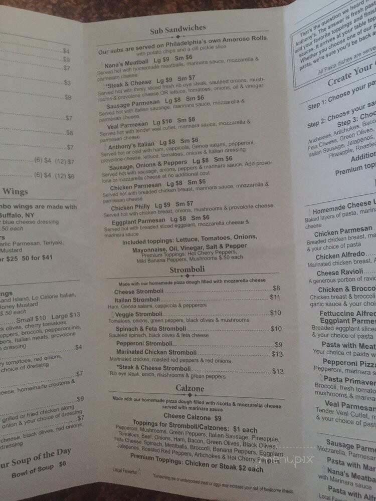 Anthony's Pizza & Pan Pasta - Surfside Beach, SC menu_pic