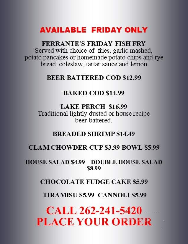 Ferrante's Mequon - Mequon, WI menu_pic