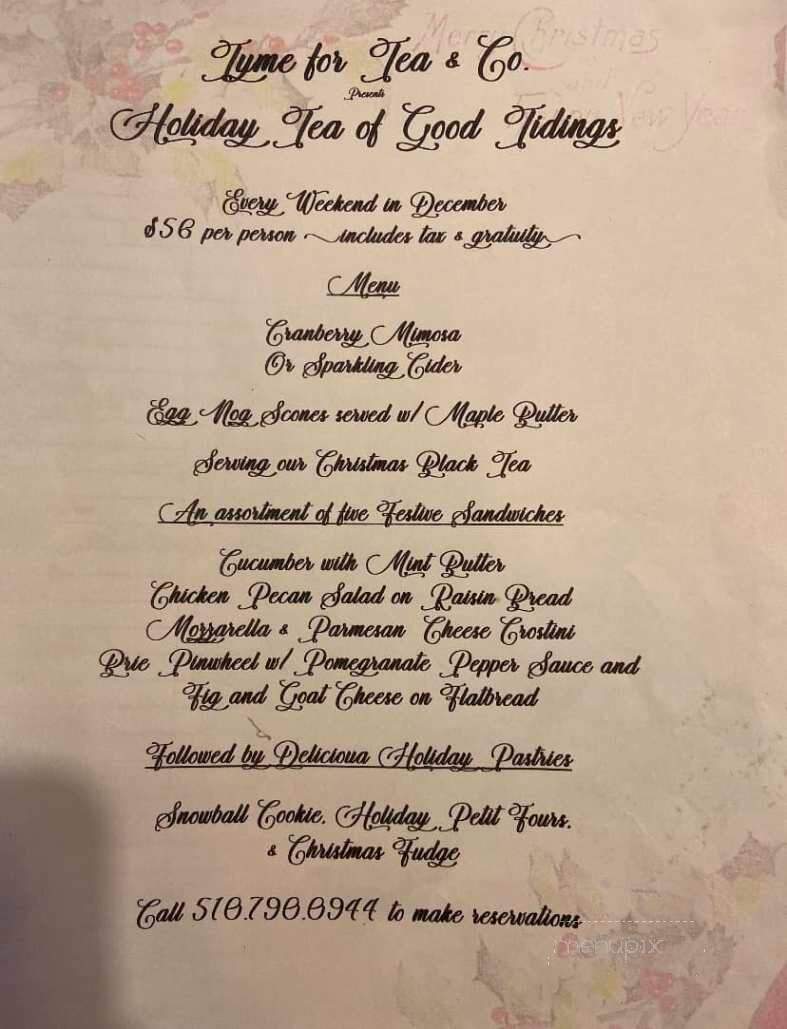 Tyme For Tea & Co - Fremont, CA menu_pic