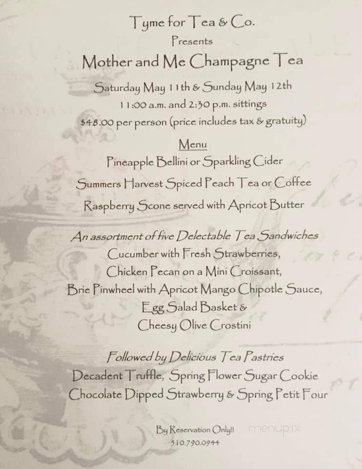 Tyme For Tea & Co - Fremont, CA menu_pic