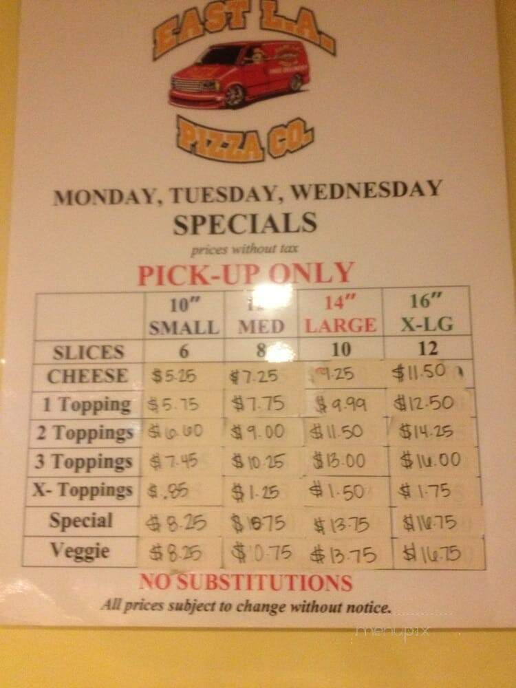 East La Pizza Co - Los Angeles, CA menu_pic