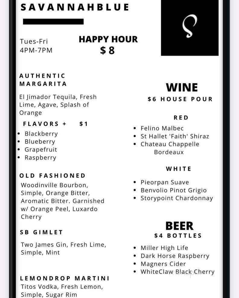 Savannah Blue - Detroit, MI menu_pic