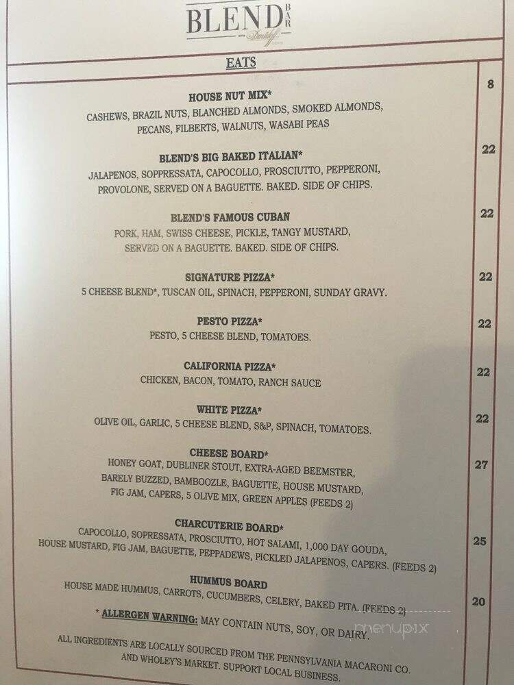 Blend Bar with Davidoff Cigars - Pittsburgh, PA menu_pic