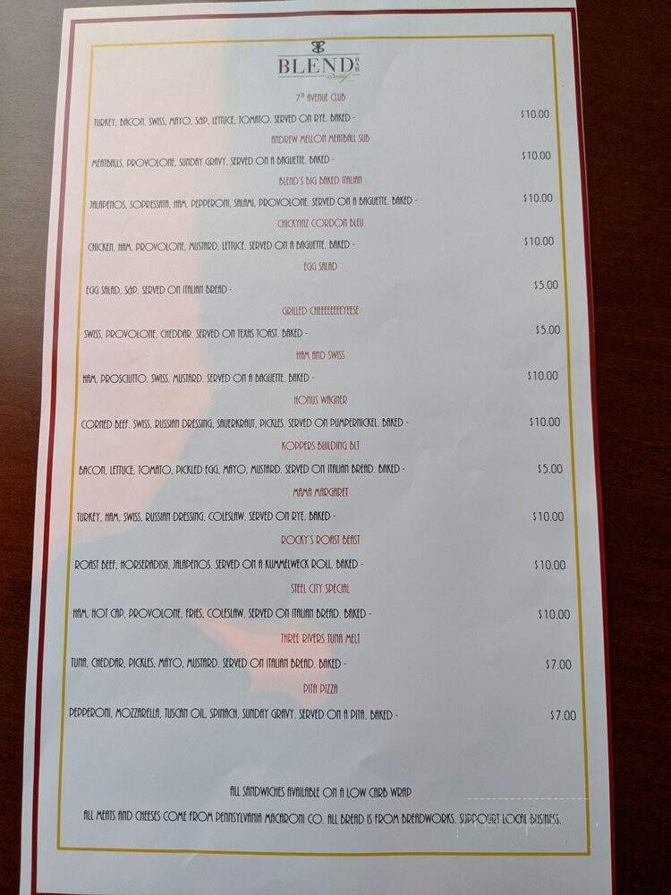 Blend Bar with Davidoff Cigars - Pittsburgh, PA menu_pic