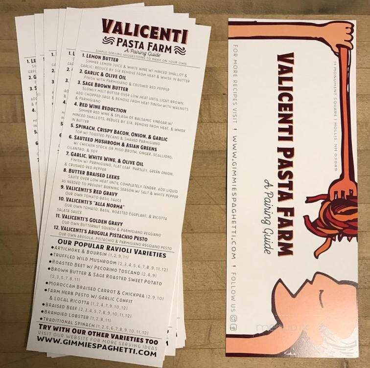 Valicenti Pasta Farm - Hollis, NH menu_pic
