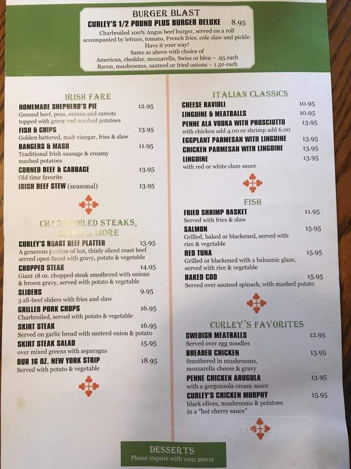 Curley's Corner - Suffern, NY menu_pic