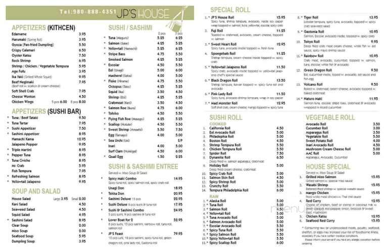 JP's House - Gastonia, NC menu_pic
