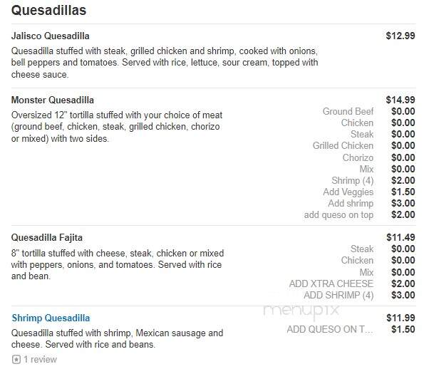 El Mariachi Mexican Grill - Oxford, MS menu_pic
