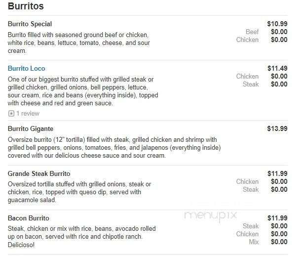 El Mariachi Mexican Grill - Oxford, MS menu_pic
