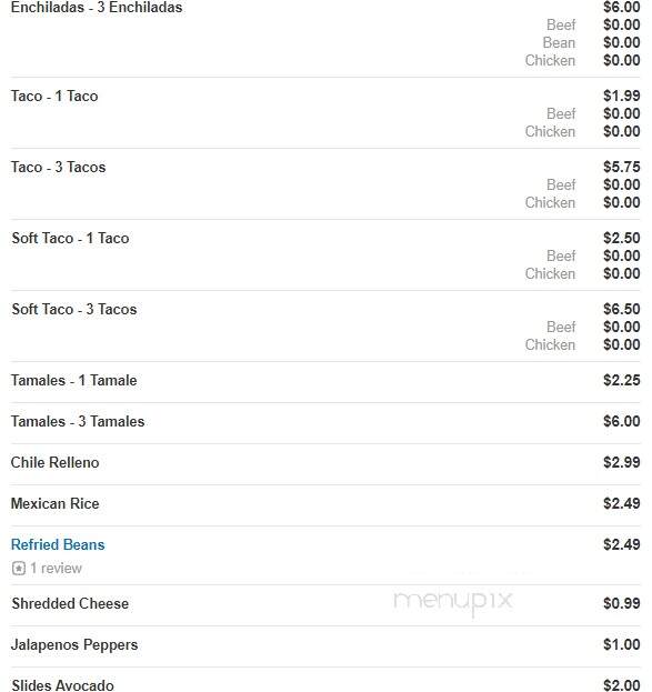 El Mariachi Mexican Grill - Oxford, MS menu_pic
