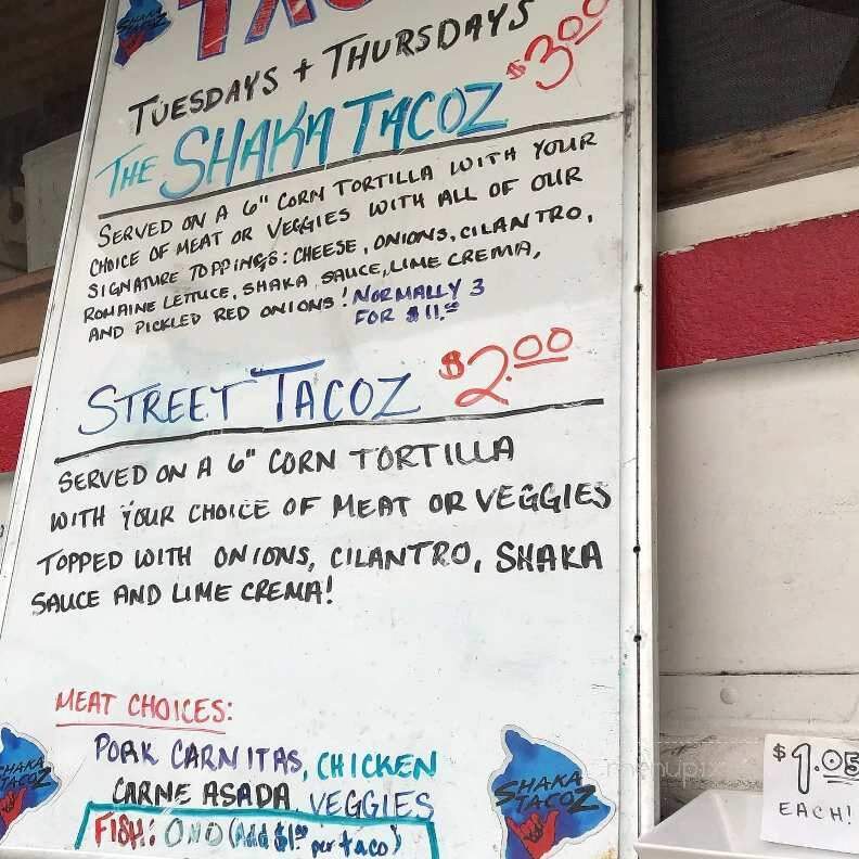 Shaka Tacoz - Captain Cook, HI menu_pic