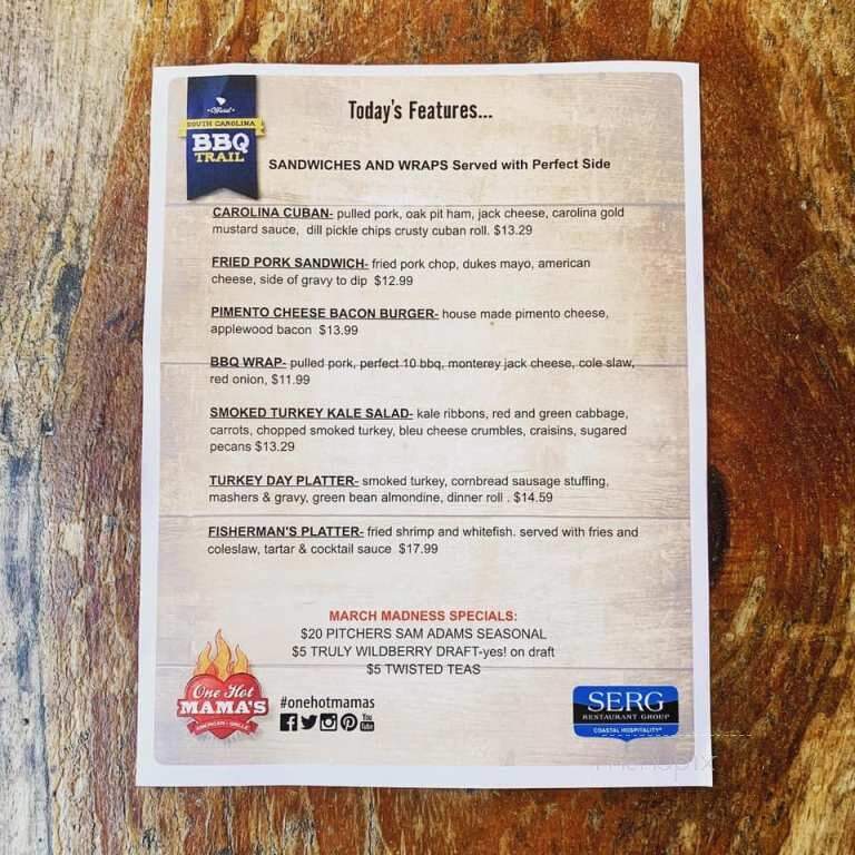 One Hot Mama's - Bluffton, SC menu_pic