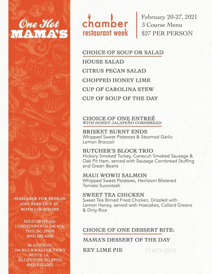 One Hot Mama's - Bluffton, SC menu_pic