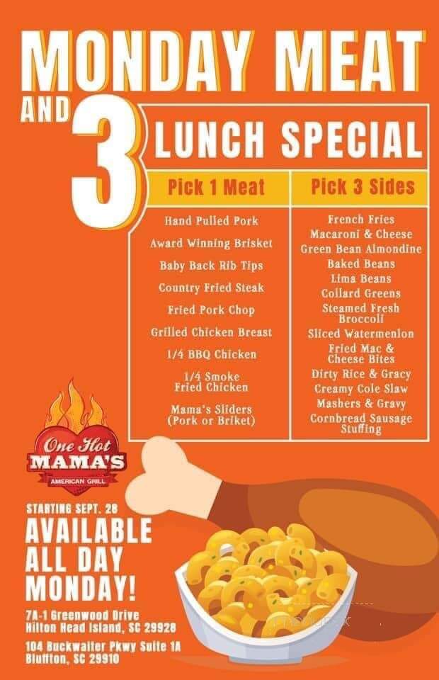 One Hot Mama's - Bluffton, SC menu_pic