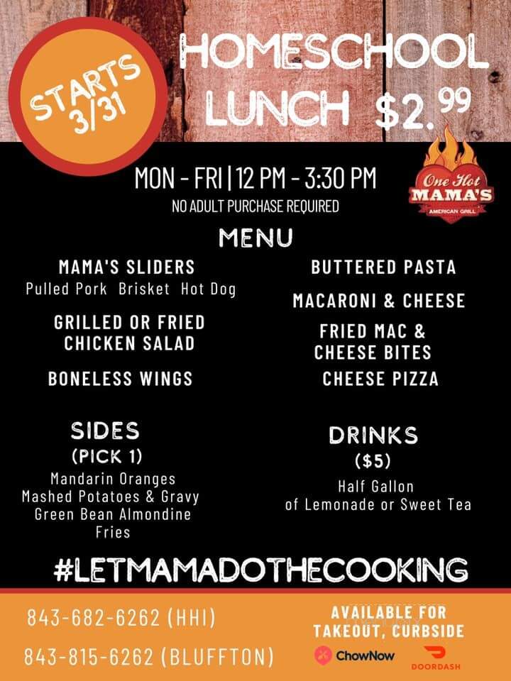 One Hot Mama's - Bluffton, SC menu_pic