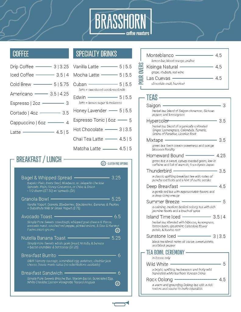 Brass Horn Coffee Roasters - Murfreesboro, TN menu_pic