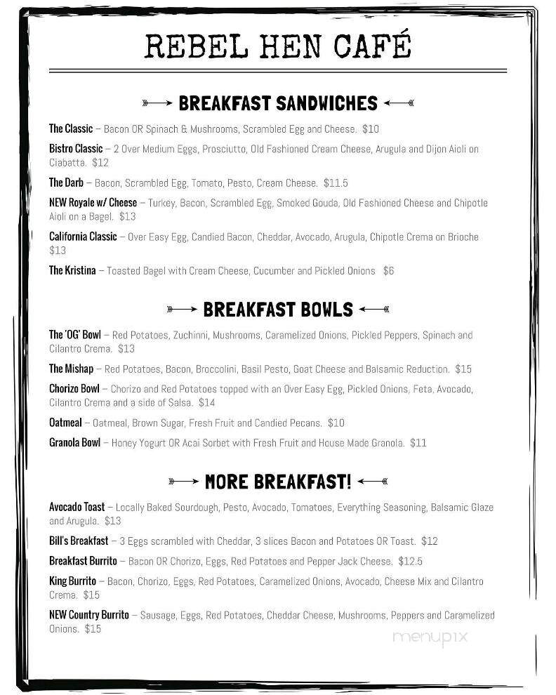 Rebel Hen Cafe - Lincoln, CA menu_pic