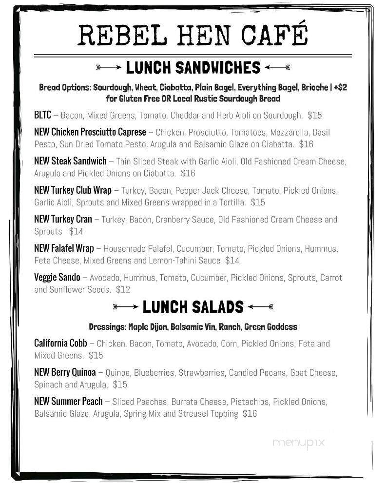 Rebel Hen Cafe - Lincoln, CA menu_pic