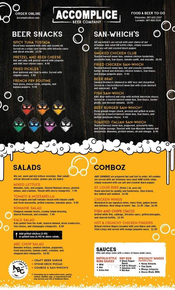 Accomplice Mycro-Pub - Laramie, WY menu_pic