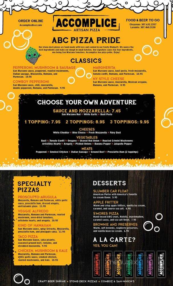Accomplice Mycro-Pub - Laramie, WY menu_pic