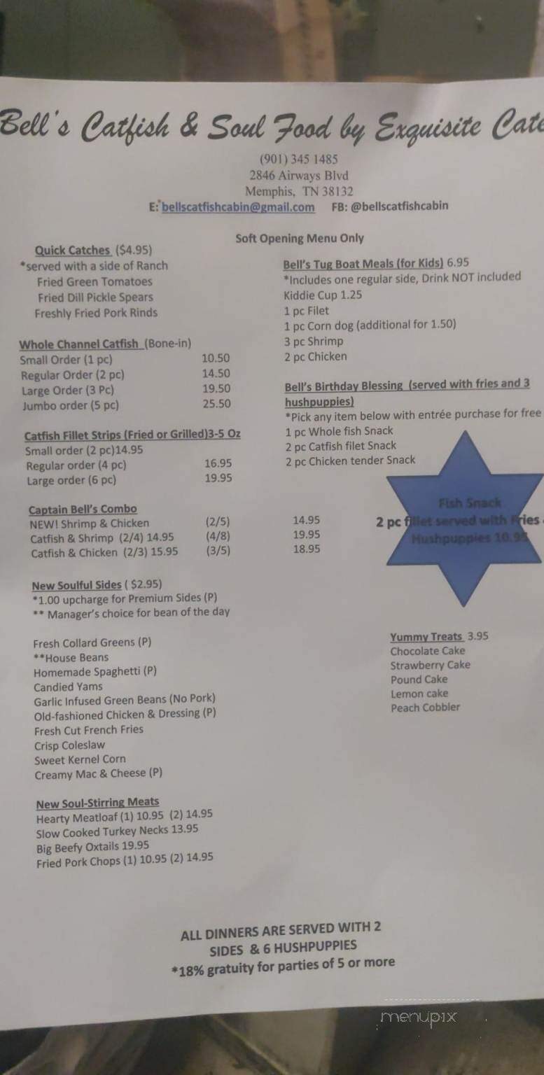 Bells Catfish and Soul Food - Memphis, TN menu_pic