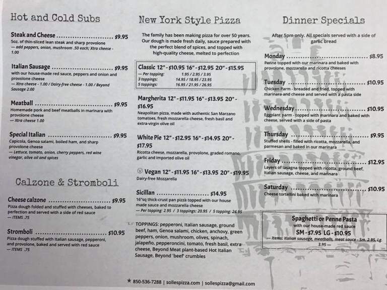 Solle's Italian - Tallahassee, FL menu_pic