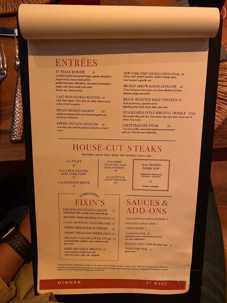 97 West Kitchen & Bar - Fort Worth, TX menu_pic