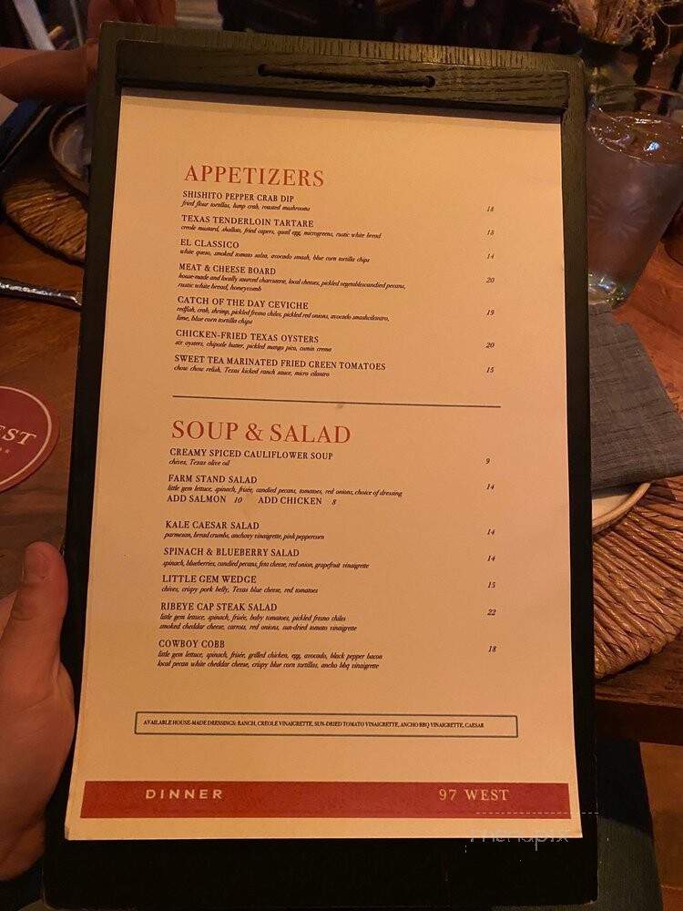 97 West Kitchen & Bar - Fort Worth, TX menu_pic