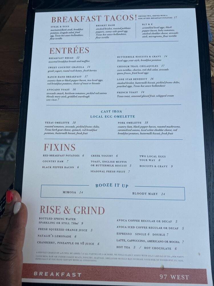 97 West Kitchen & Bar - Fort Worth, TX menu_pic