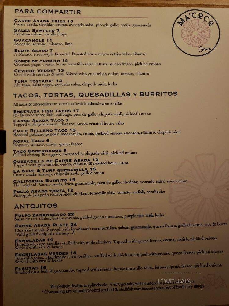 Ma'Coco - Austin, TX menu_pic