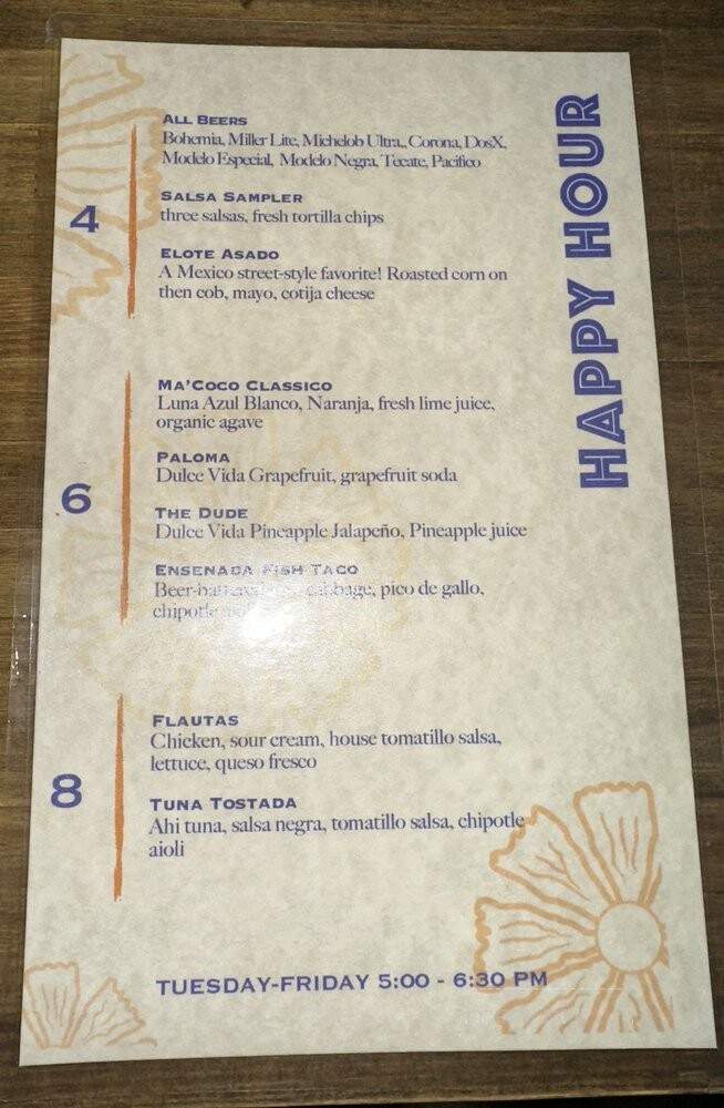 Ma'Coco - Austin, TX menu_pic