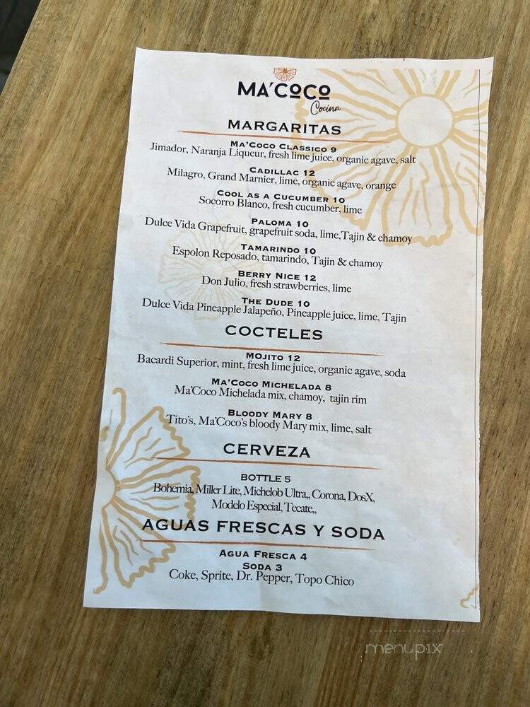 Ma'Coco - Austin, TX menu_pic